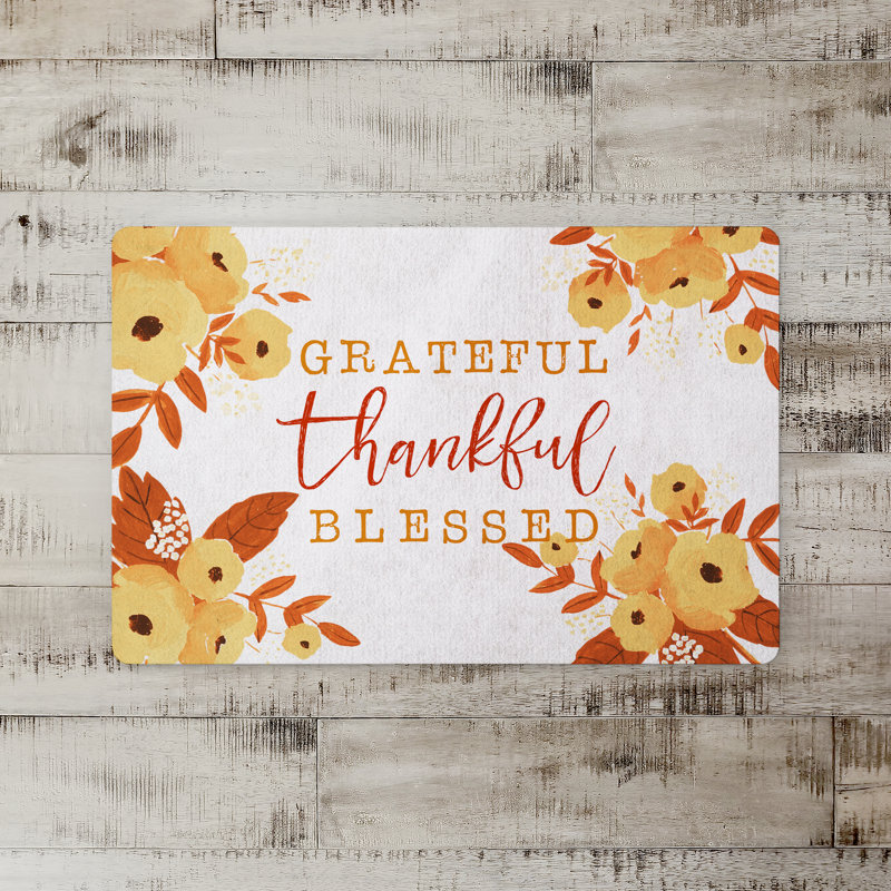 August Grove® Sumler Grateful Thankful Blessed Kitchen Mat Wayfair